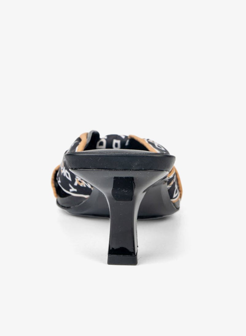 DKNY Jolaine Twist Logo Scarf Polyester Heeled Sandals - Image 3